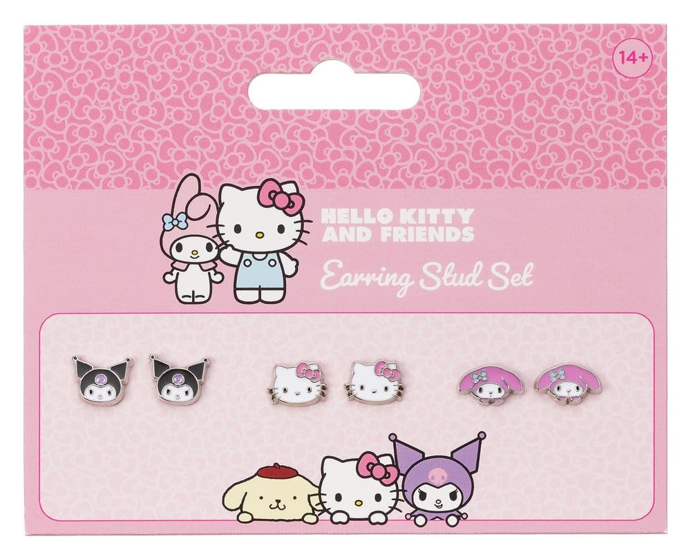 Sanrio Juego de Pendientes de Botón Hello Kitty, Kuromi y My Melody