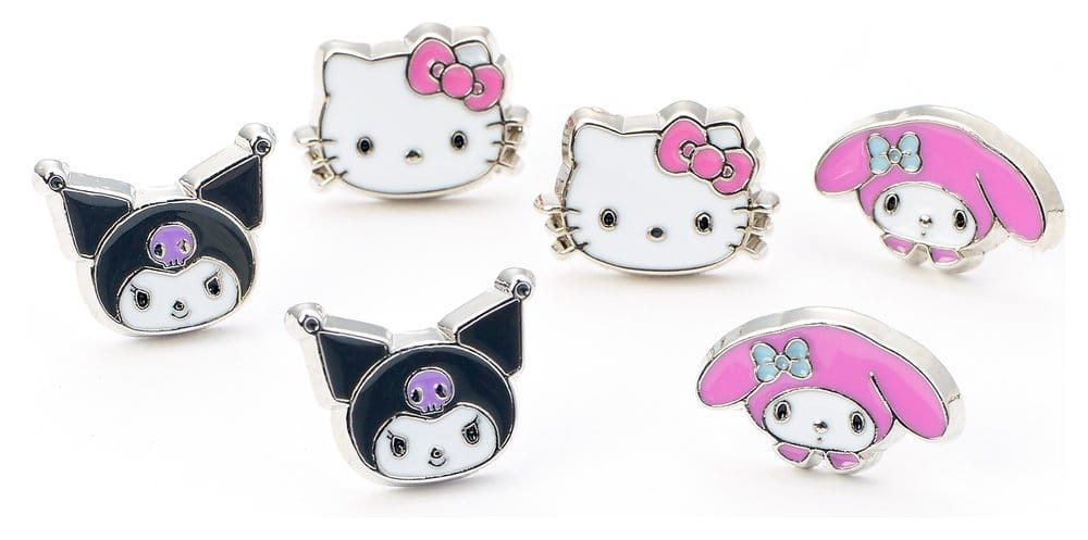 Sanrio Juego de Pendientes de Botón Hello Kitty, Kuromi y My Melody