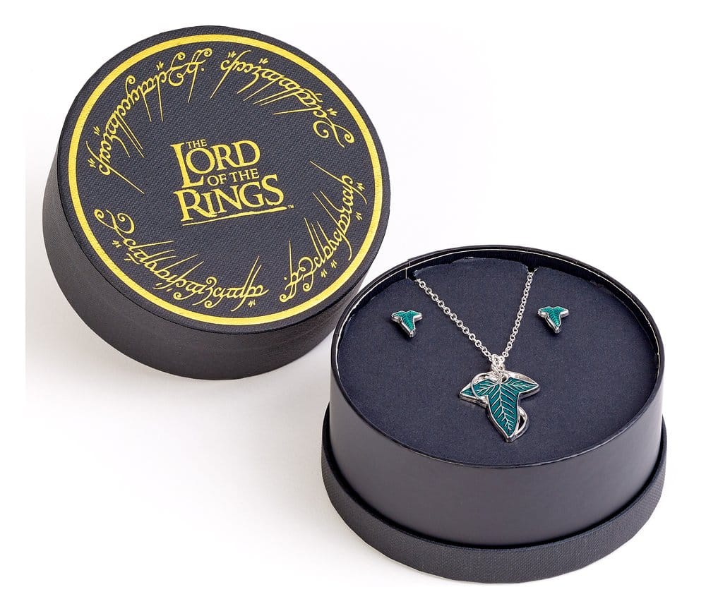 El Señor de los Anillos Set de regalo de pendientes y collar Hoja de Lorien