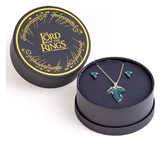 El Señor de los Anillos Set de regalo de pendientes y collar Hoja de Lorien