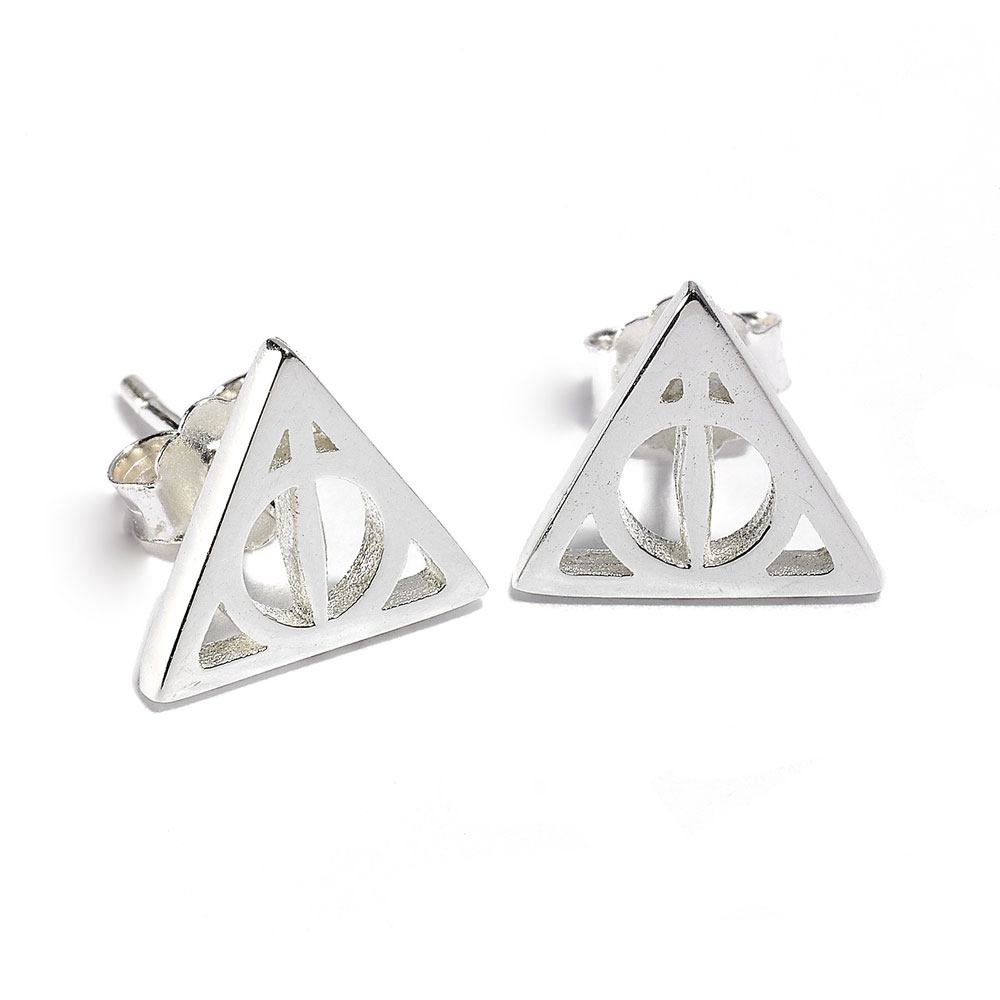 Harry Potter Pendientes Deathly Hallow (Plata de ley)
