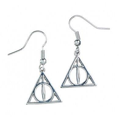 Harry Potter Pendientes Deathly Hallows (bañado en plata)