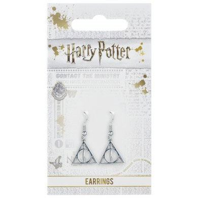 Harry Potter Pendientes Deathly Hallows (bañado en plata)