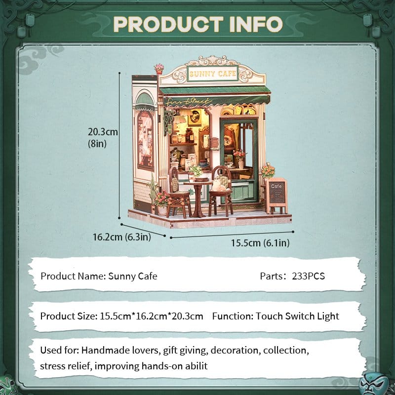 Maqueta Model Kit Miniature House Sunny Cafe 20 x 16 cm