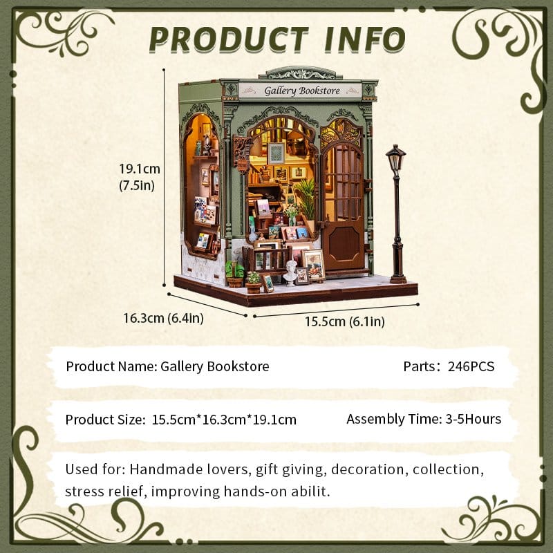 Maqueta Model Kit Miniature House Gallery Bookstore 20 x 16 cm