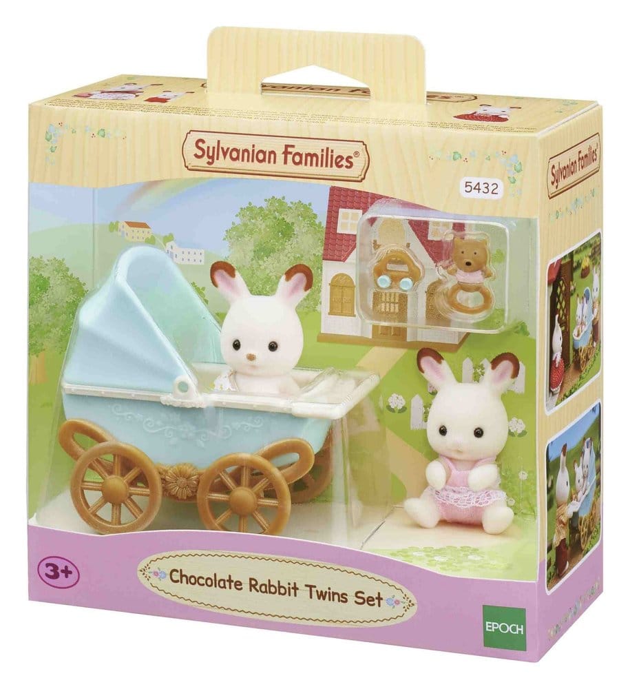 Sylvanian Families: Gemelos Conejo de Chocolate con Cochecito Conjunto