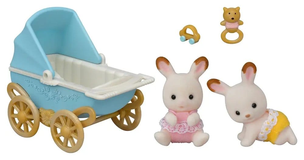 Sylvanian Families: Gemelos Conejo de Chocolate con Cochecito Conjunto