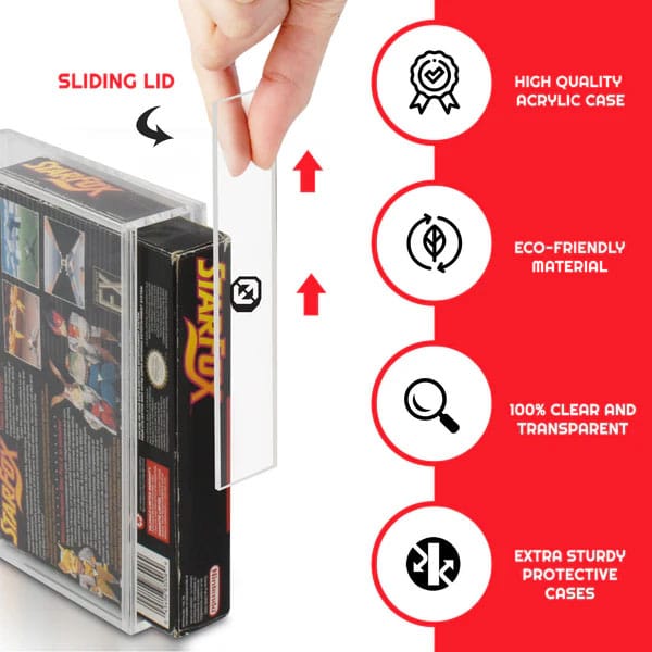Caja de acrílico pack de 2 Protector para SNES/N64 Games