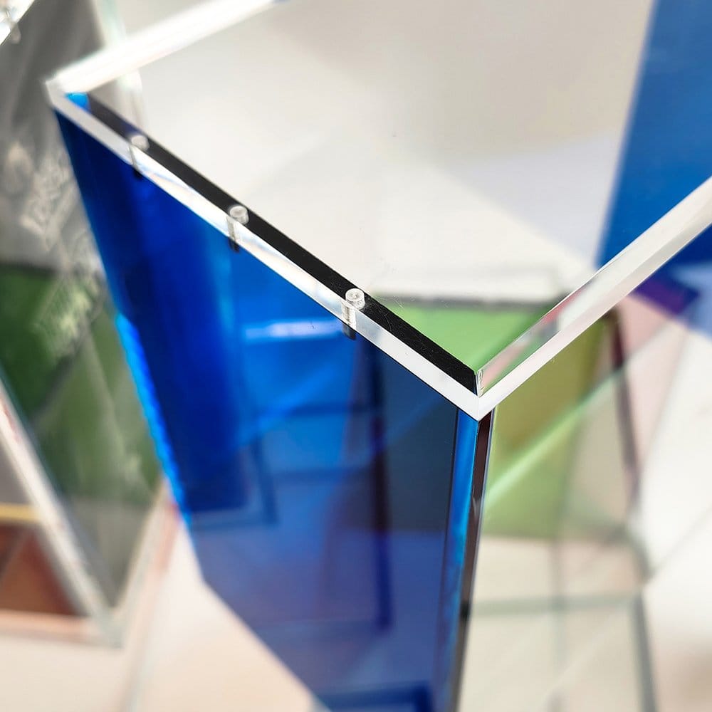 Evoretro Vitrina de Acrílico Magnética para ETB con Lados de Colores - Azul