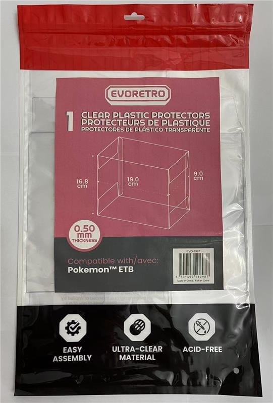 Evoretro Caja de PET Pack de 1 Protector para Pokémon ETB