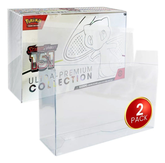 Evoretro Caja de PET Pack de 2 Protector para Pokémon 151 Escarlata y Púrpura Colección Ultra Premium Box