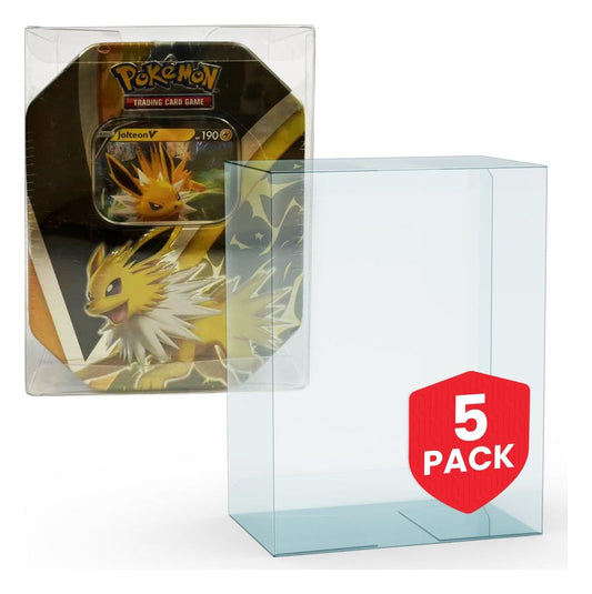Evoretro Caja de PET Pack de 5 Protector para Pokémon Medium Tins 12x8x15cm