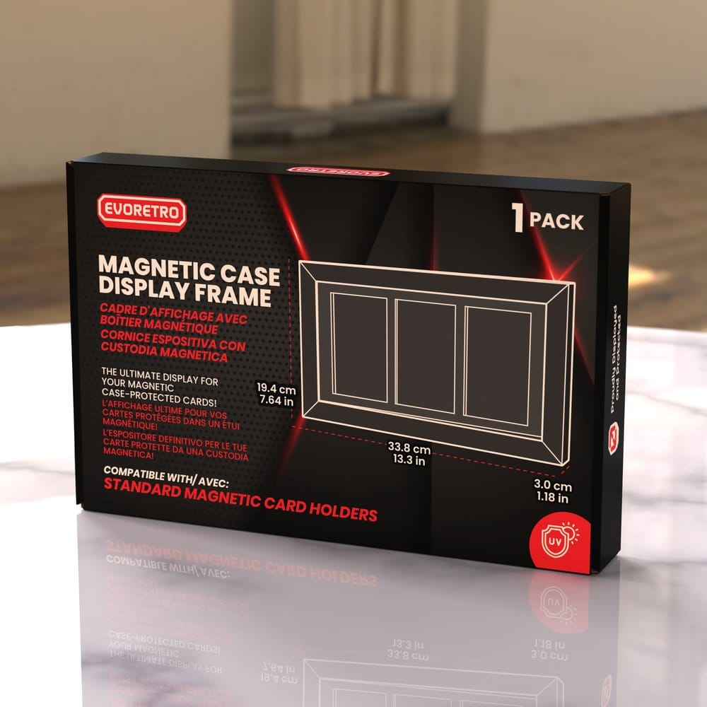 Evoretro Marco de Exhibición Vitrina para 3 Tarjetas en Caja Magnética