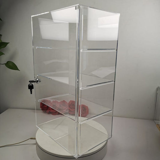 Evoretro Vitrina de mostrador de 4 niveles de acrílico con cerradura