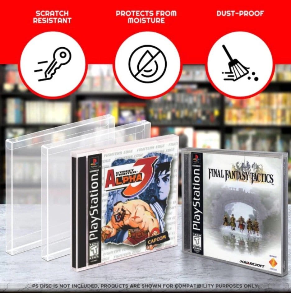 Caja de PET pack de 25 Protector para PS1/Single CD/Dreamcast (Jewel Case) Games