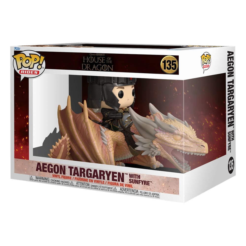 House of the Dragon POP! Rides Vinyl Figura Aegon Targaryen w/ Sunfyre 14 cm