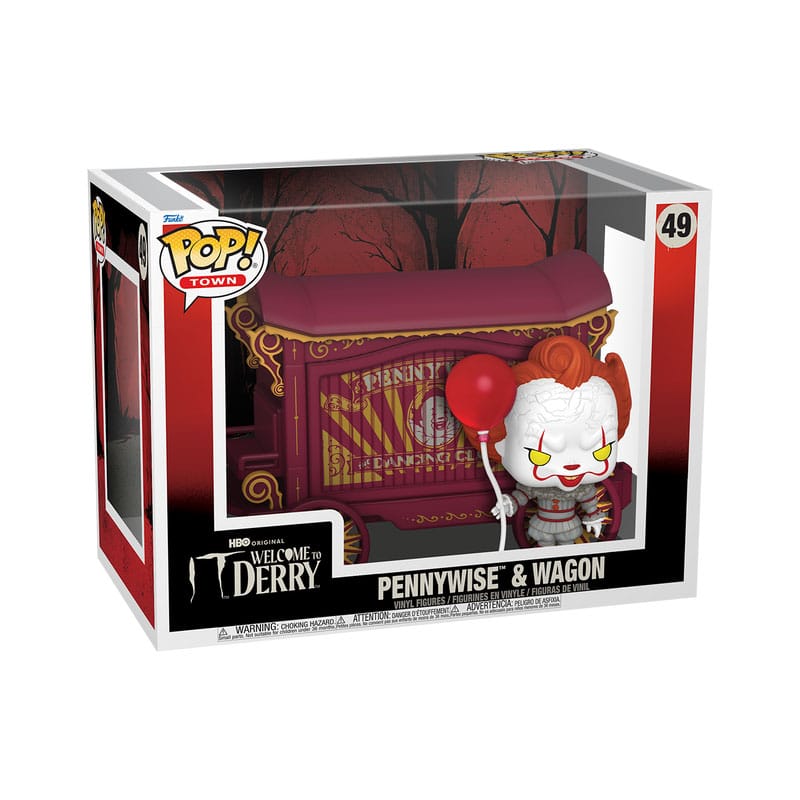 It-Welcome to Derry POP! Town Vinyl Figura Pennywise & Wagon 9 cm