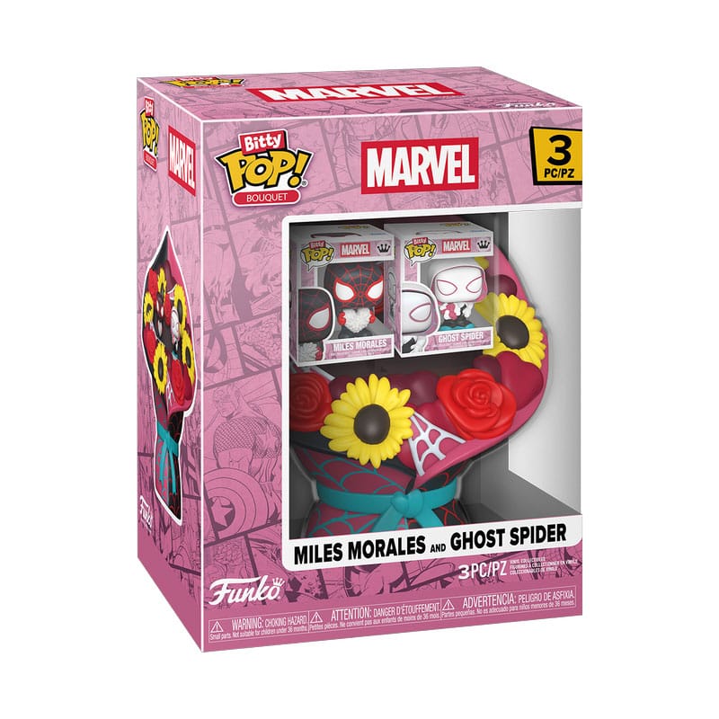 Marvel Pack de 2 Figuras Bitty POP! Bouquet Vinyl Miles Morales & Ghost Spider (Valentine) 4 cm