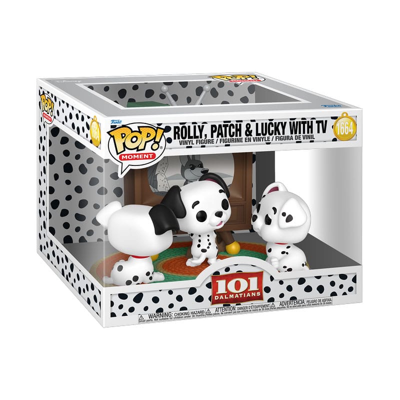 101 dálmatas POP Moment Vinyl Figuras Rolly, Patch & Lucky with TV 9 cm - Z POP Toys