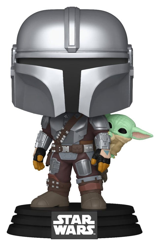 Star Wars: The Mandalorian and Grogu Figura POP! Vinyl Cabezón The Mandalorian with Grogu 9 cm