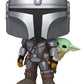 Star Wars: The Mandalorian and Grogu Figura POP! Vinyl Cabezón The Mandalorian with Grogu 9 cm
