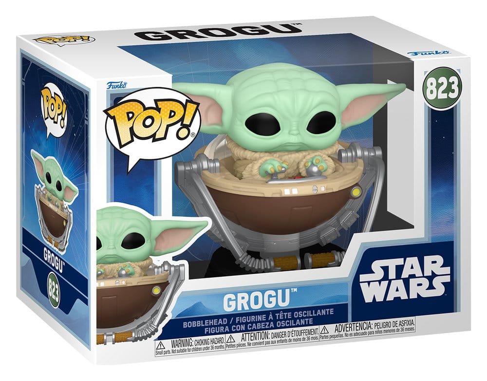 Star Wars: The Mandalorian and Grogu Figura POP! Vinyl Cabezón Grogu in Pram 9 cm