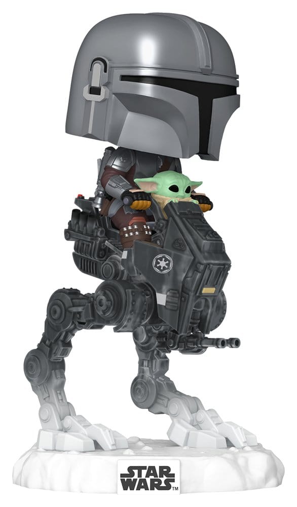 Star Wars: The Mandalorian and Grogu POP! Rides Deluxe Vinyl Cabezón The Mandalorian with Grogu in Imperial Remnant AT-RT 9 cm