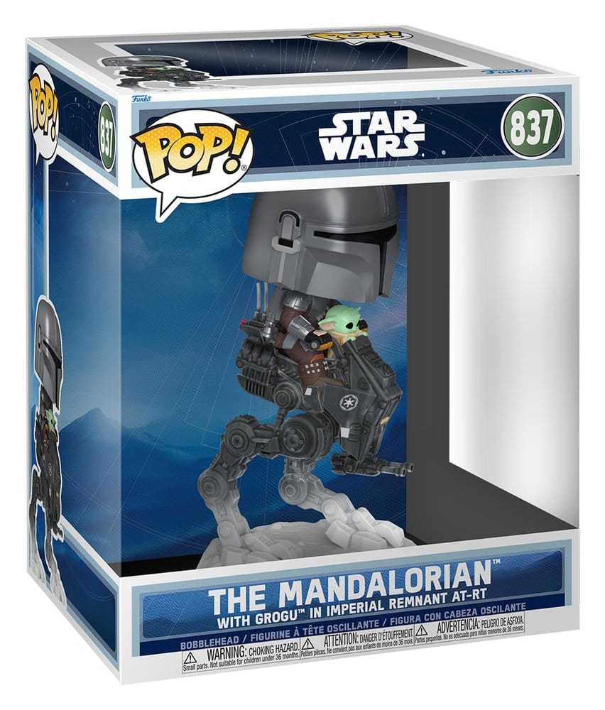 Star Wars: The Mandalorian and Grogu POP! Rides Deluxe Vinyl Cabezón The Mandalorian with Grogu in Imperial Remnant AT-RT 9 cm