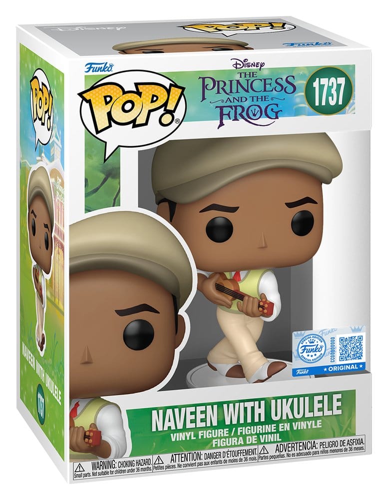 Tiana y el sapo Figura POP! Disney Vinyl Naveen w/Ukulele 9 cm