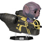 Star Wars: The Mandalorian and Grogu POP! Rides Deluxe Vinyl Cabezón Zeb Orrelios in the Razor Crest 9 cm