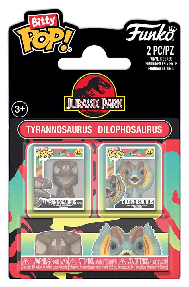 Jurassic Park Pack de 2 Figuras Bitty POP! Vinyl Tyrannosaurus Fossil & Dilophosaurus 2 cm