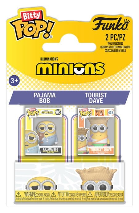 Minions Bitty POP! Vinyl Figuras Pajama Bob & Tourist Dave 2 cm