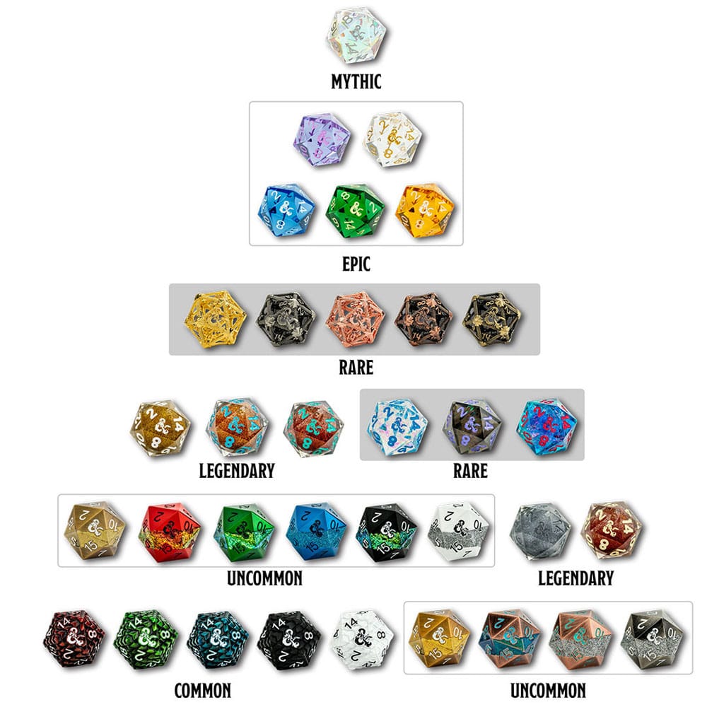 Dungeons & Dragons Blind Mystery Box Dados Fizban's Treasure d20 25 mm - Z POP Toys