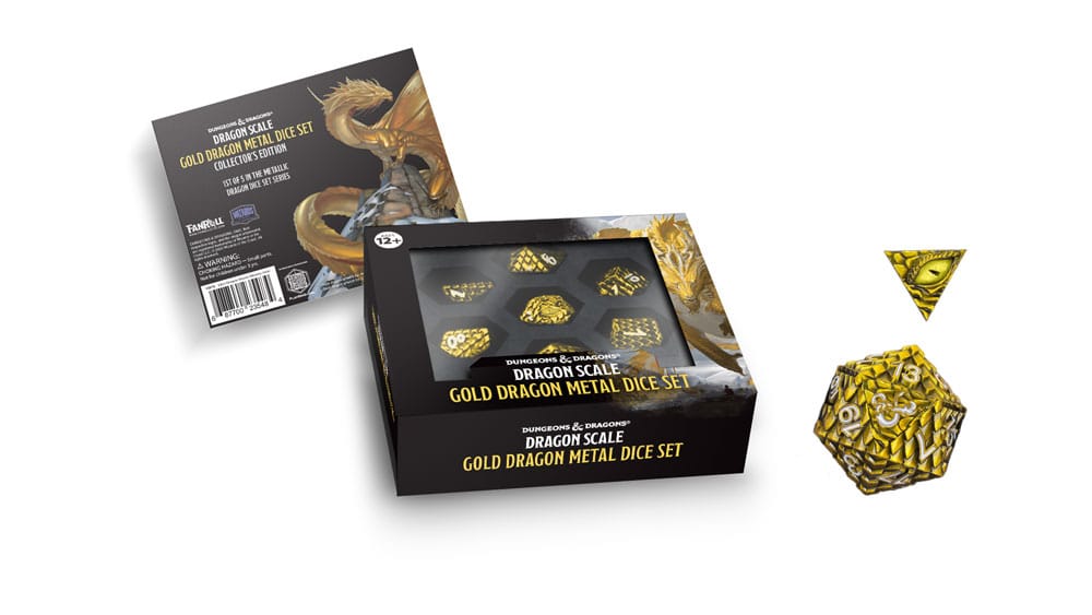Dungeons & Dragons Premium Metálico Pack de Dados Dragon Scale Gold (7) - Z POP Toys