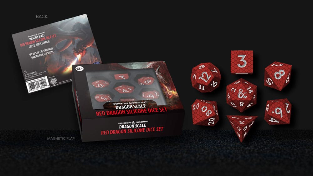 Dungeons & Dragons Premium Silicon Pack de Dados Dragon Scale Red (7) - Z POP Toys