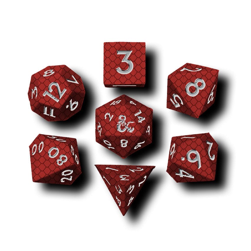 Dungeons & Dragons Premium Silicon Pack de Dados Dragon Scale Red (7) - Z POP Toys
