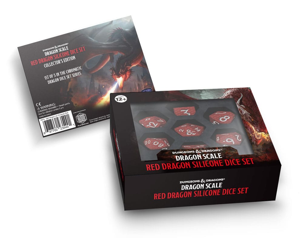 Dungeons & Dragons Premium Silicon Pack de Dados Dragon Scale Red (7) - Z POP Toys