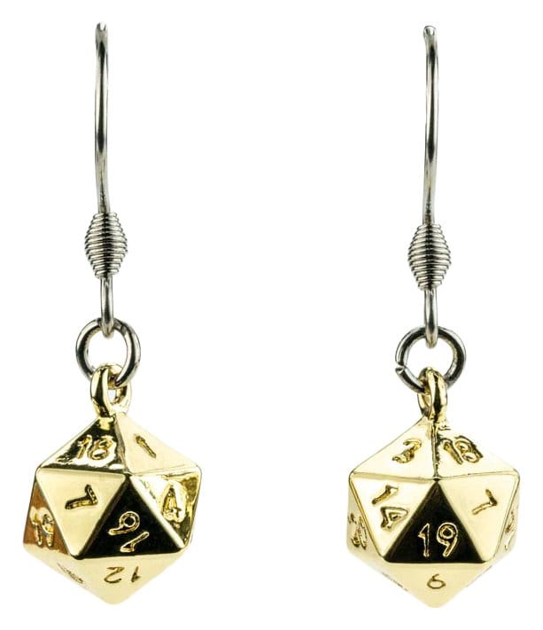 Lair Wear Pendientes de Dado D20 Gold Metal