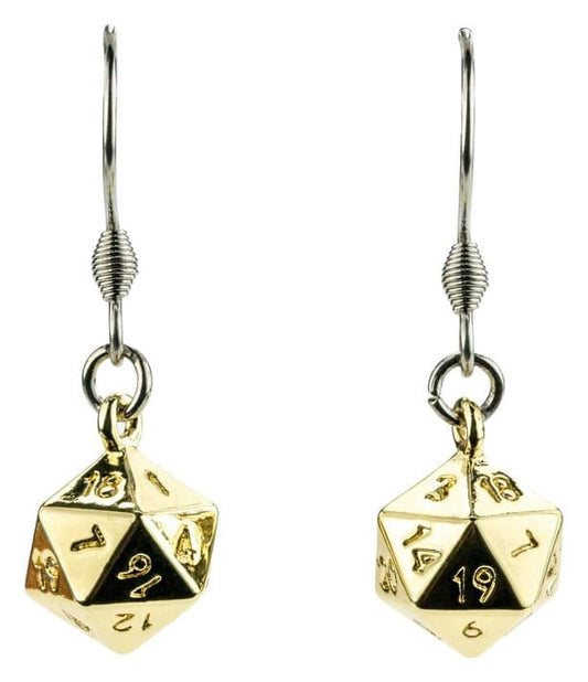 Lair Wear Pendientes de Dado D20 Gold Metal