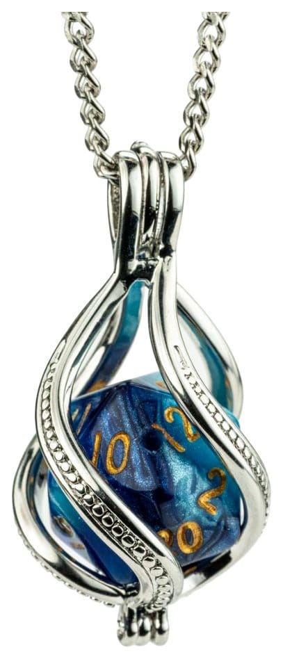 Lair Wear Caged Dice Collar D20 Blue & Light Blue con Gold