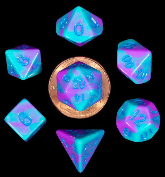 FanRoll Mini Pack de Dados Turquoise and Purple Marble (7)
