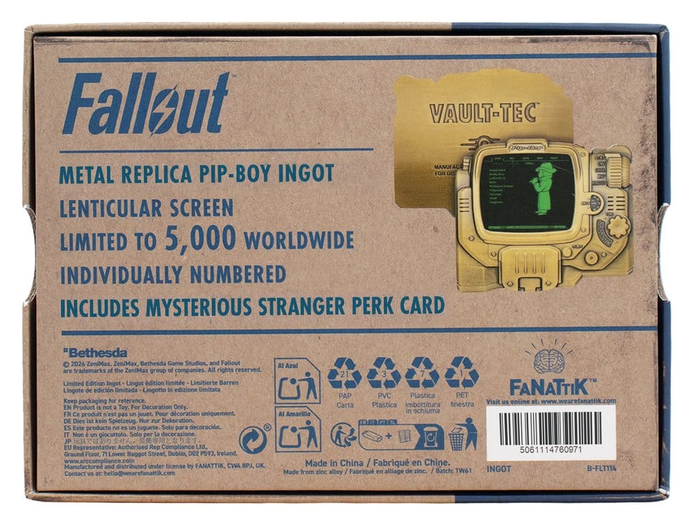 Fallout Lingote Pip-Boy Limited Edition Lenticular Mysterious Stranger Variant