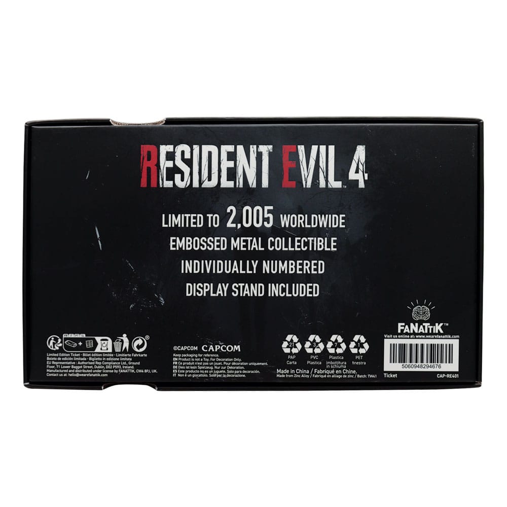 Resident Evil 4 Réplica 1/1 Metal Exclusive Upgrade Ticket