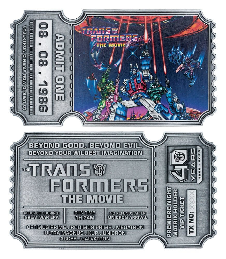 Transformers Réplica The Movie 40th Anniversary Movie Ticket Limited Edition 9 x 16 cm