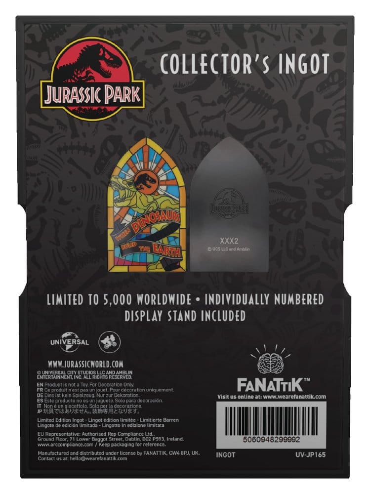 Jurassic Park Lingote Stained Glass Style Metal 11 cm
