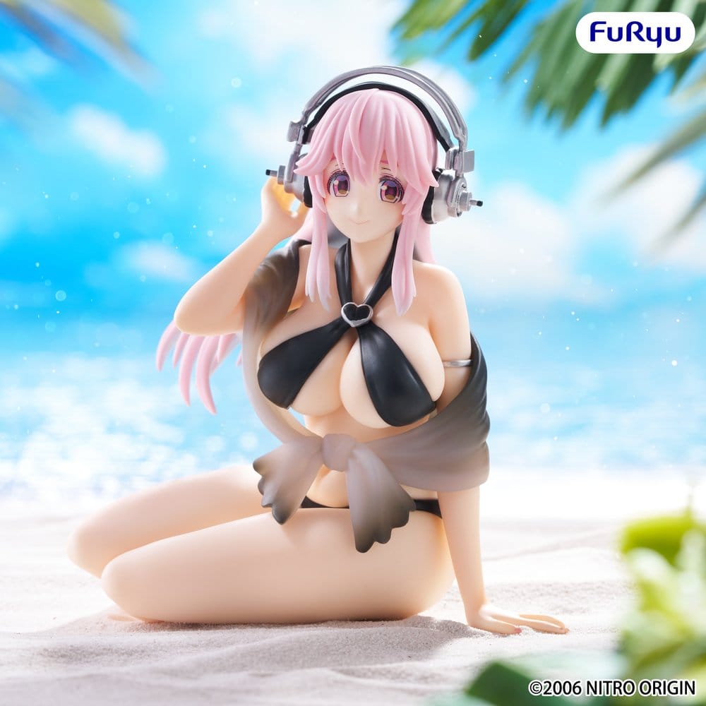 Super Sonico Estatua PVC Noodle Stopper Super Sonico Swimsuit Black Color Ver. 10 cm