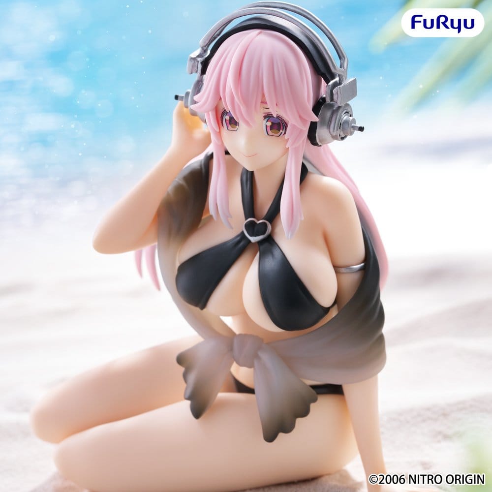 Super Sonico Estatua PVC Noodle Stopper Super Sonico Swimsuit Black Color Ver. 10 cm