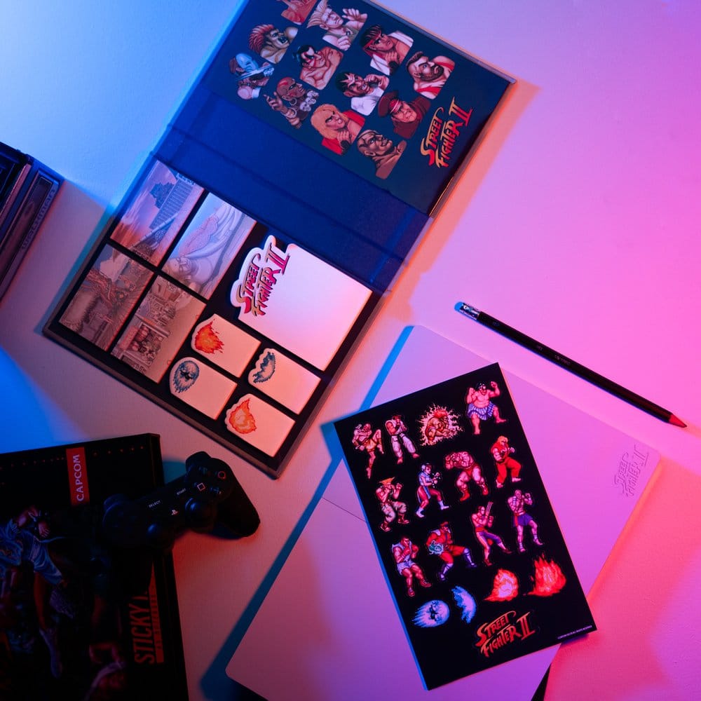 Street Fighter Cuaderno Premium con notas adhesivas y funda A5