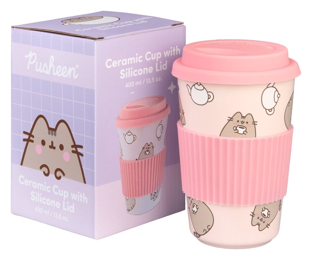 Pusheen Taza de Cerámica con Tapa 400 ml