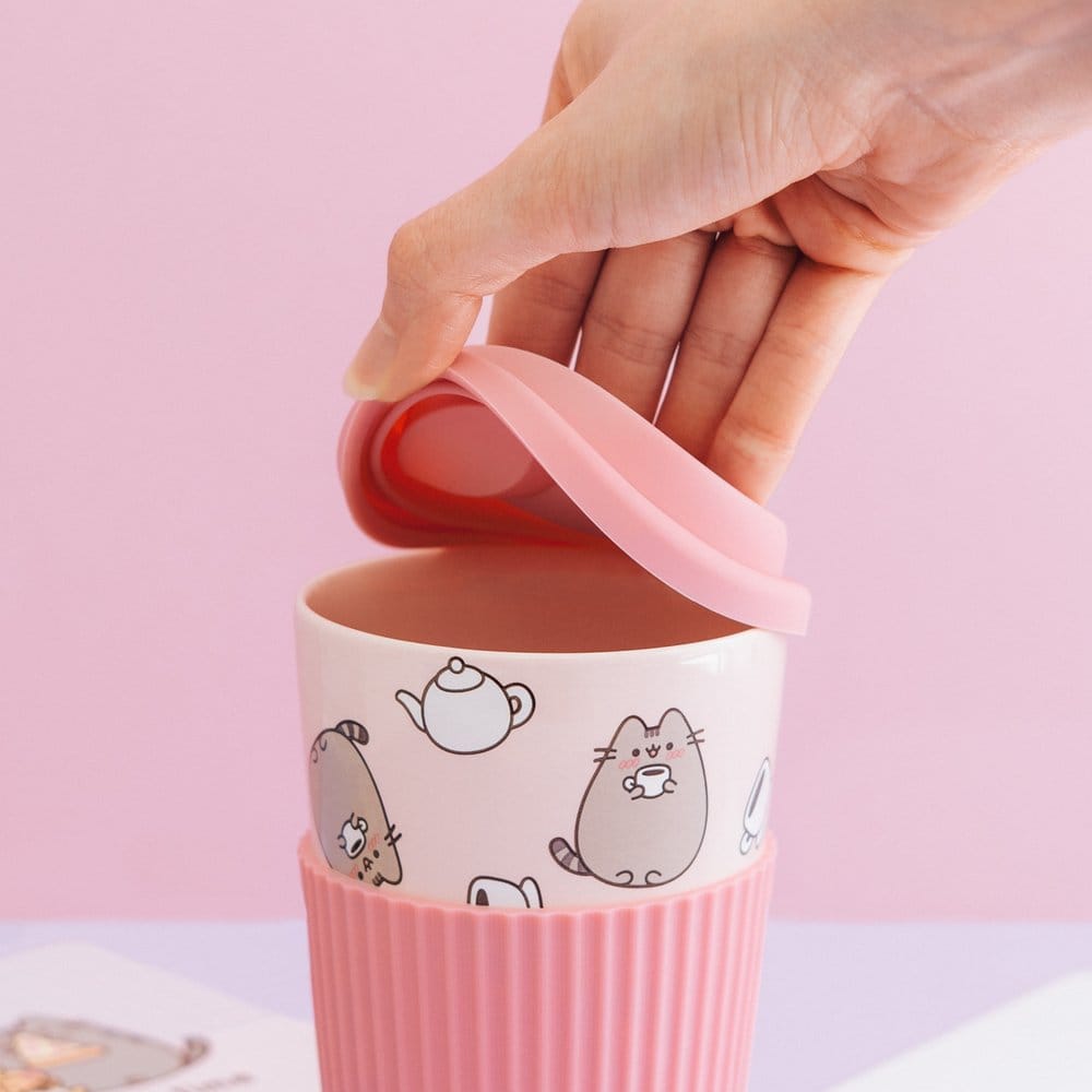 Pusheen Taza de Cerámica con Tapa 400 ml